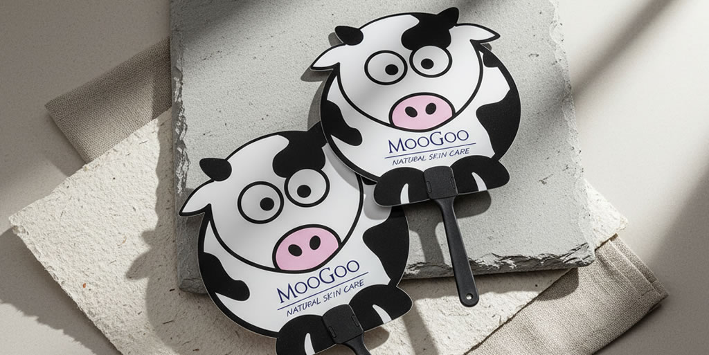 Cetak Kipas Tangan Plastik - Hand Fan Custom Untuk MooGoo Milky Goodness